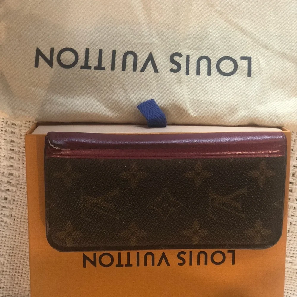 LOUIS VUITTON Monogram Folio iPhone X XS Case Smartphone Cover Fuchsia Red